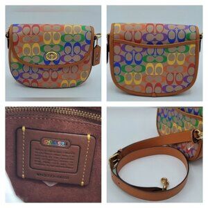 Coach Rainbow Signature Canvas Willow Saddle Bag 🌈 Pride Multicolor #966